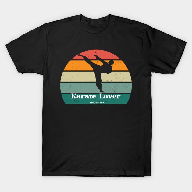 Sunset Karate Pose Tee - Martial Artist's Spirit T-Shirt by SakuraInsights
